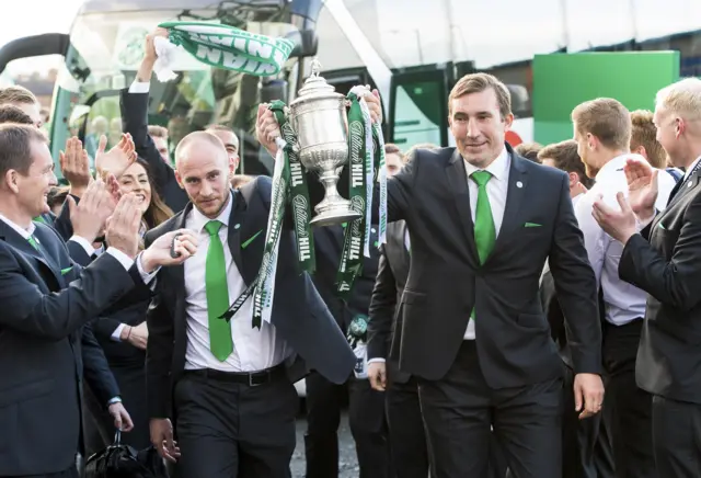 Hibernian manager Alan Stubbs with the Scottish Cup