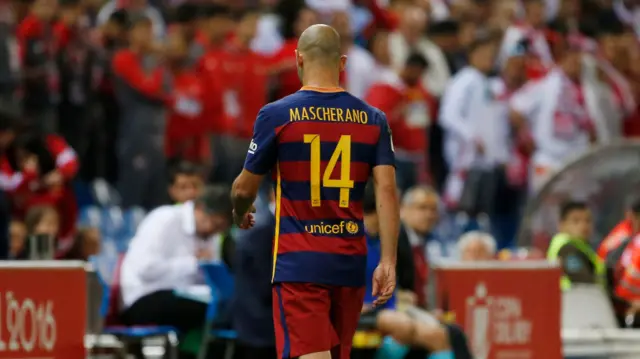 Javier Mascherano looks dejected