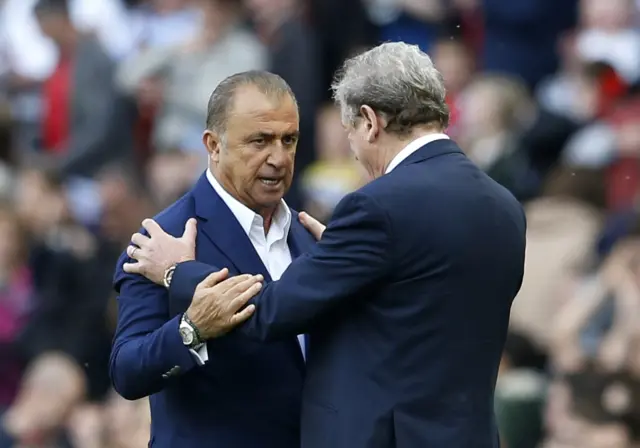 Roy Hodgson with Turkey coach Fatih Terim