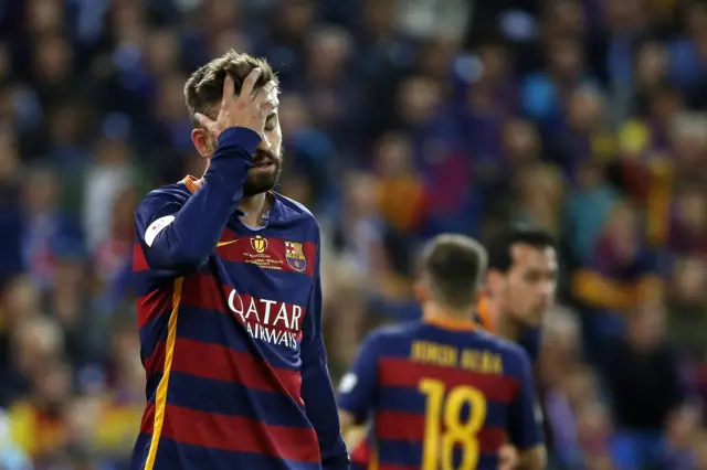 Gerard Pique looks dejected