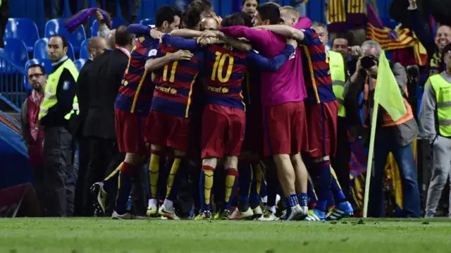 Barcelona players celebrate