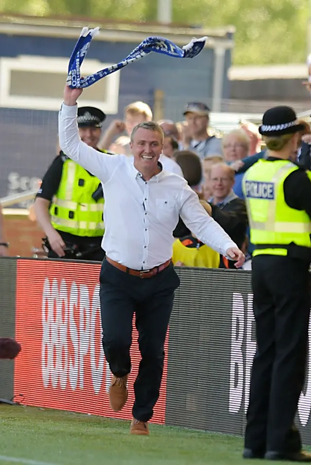 Kilmarnock manager Lee Clark celebrates