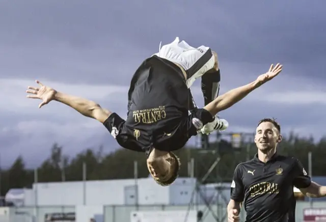 Will Vaulks celebrates his goal for Falkirk against Kilmarnock