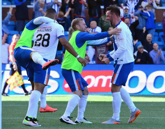 Kris Boyd (right) celebrates his goal