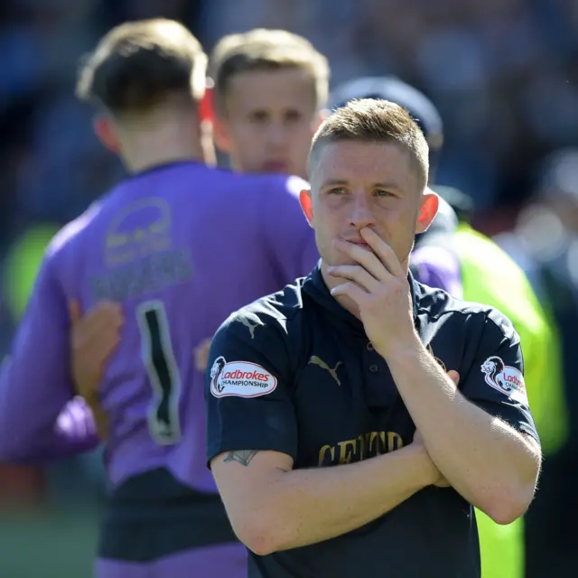 Falkirk striker John Baird shows his disappointment