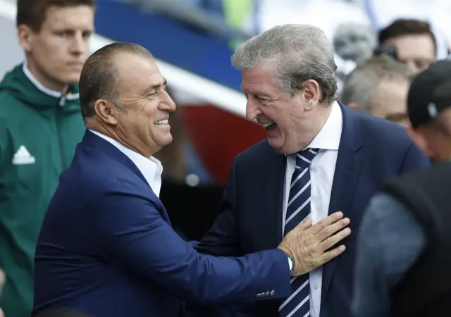 Roy Hodgson with Turkey coach Fatih Terim