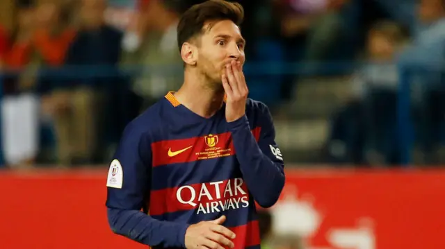 Lionel Messi reacts