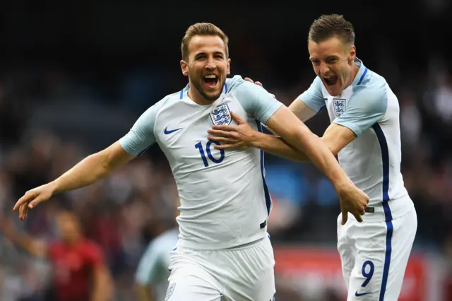 Harry Kane of England celebrates