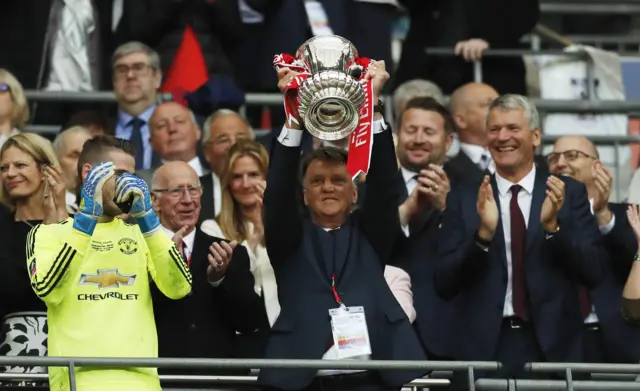 Louis van Gaal with the FA Cup