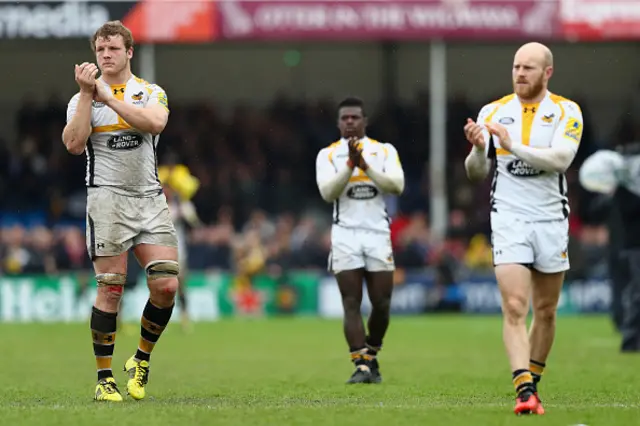 Joe Launchbury (L), Christian Wade (C) and Joe Simpson (R)