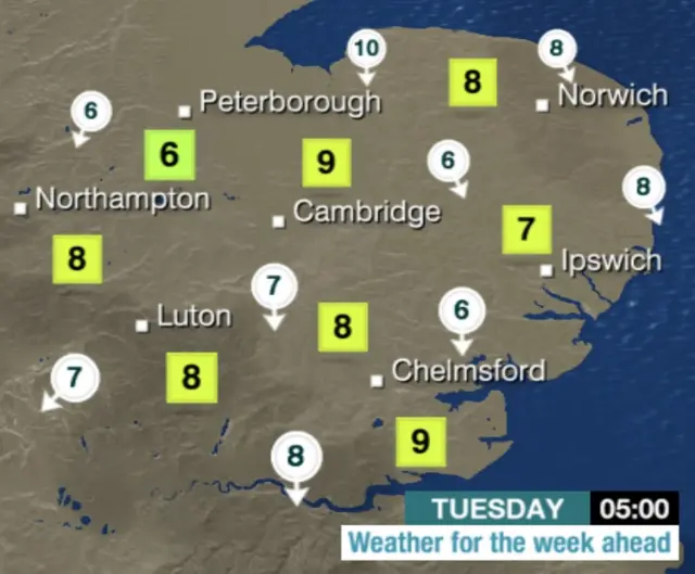 Weather graphic shows clear skies tomorrow morning