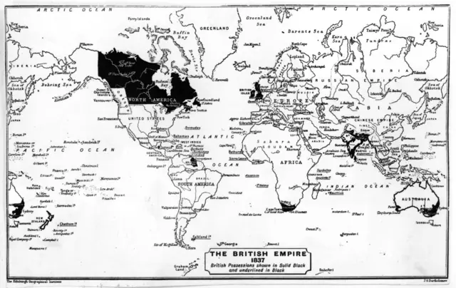 A map of the British Empire in 1837
