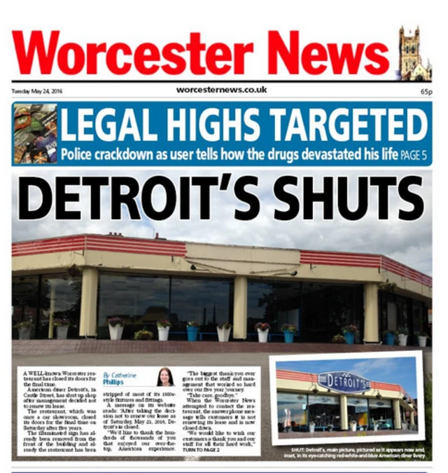 Worcester News front page