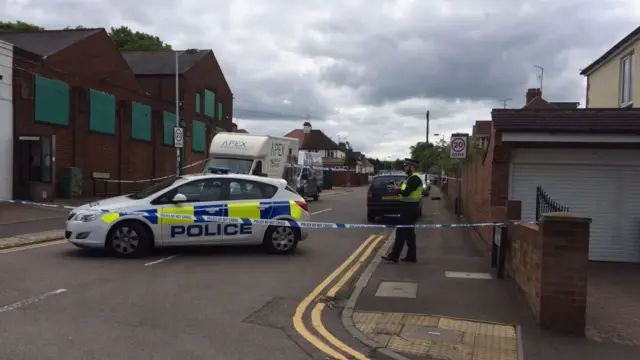 Police cordon on Atherstone Road, Luton