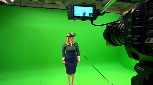 BBC reporter Sian Grzeszczyk trying virtual reality