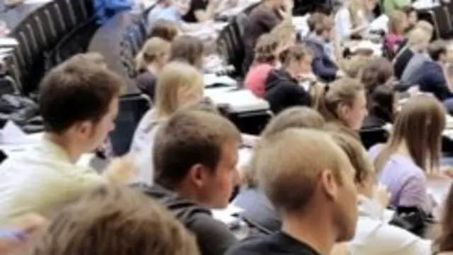 Students in a university lecture hall