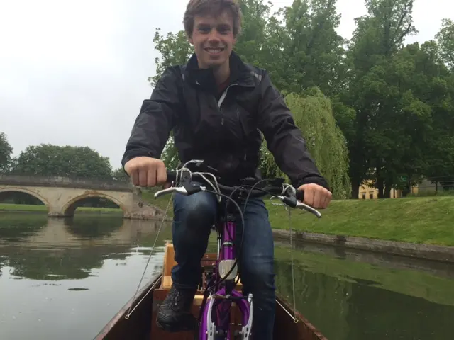 Barnaby Walker on his pedal powered punt