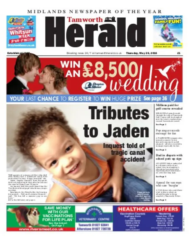 Tamworth Herald frontpage