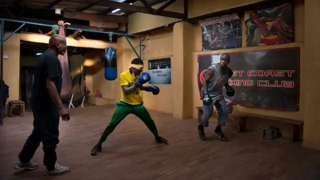 Boxers sparring in Uganda