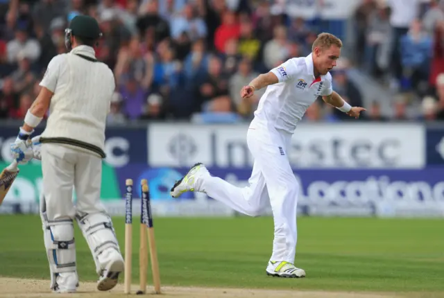 Stuart Broad celebrates