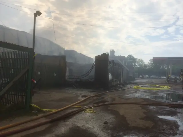 Burnt out building at Clophill