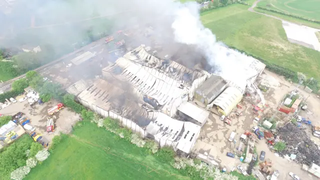 Aerial shot of Clophill Fire