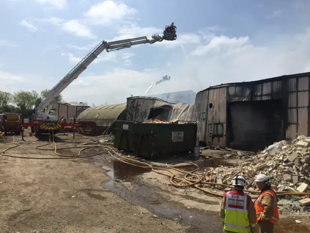 Fire damage at Four Winds Industrial estate