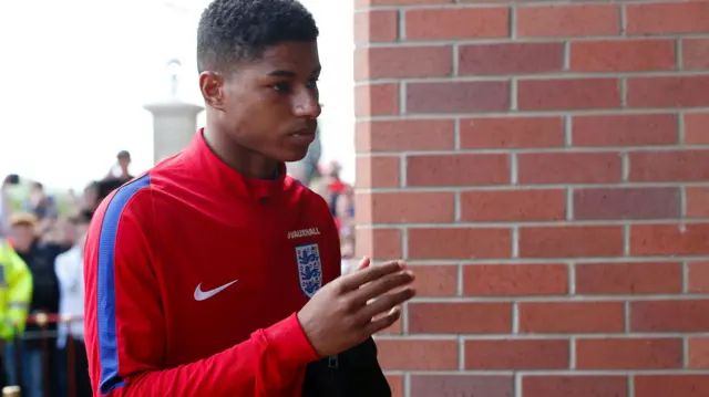 Rashford arriving at the Stadium of Light