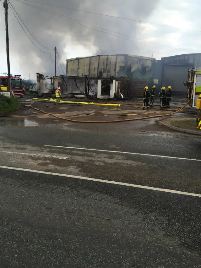 Fire damage at Four Winds industrial estate