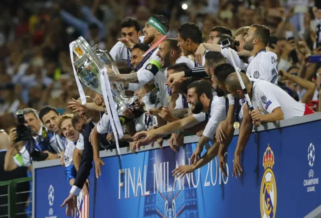 Sergio Ramos lifts the trophy