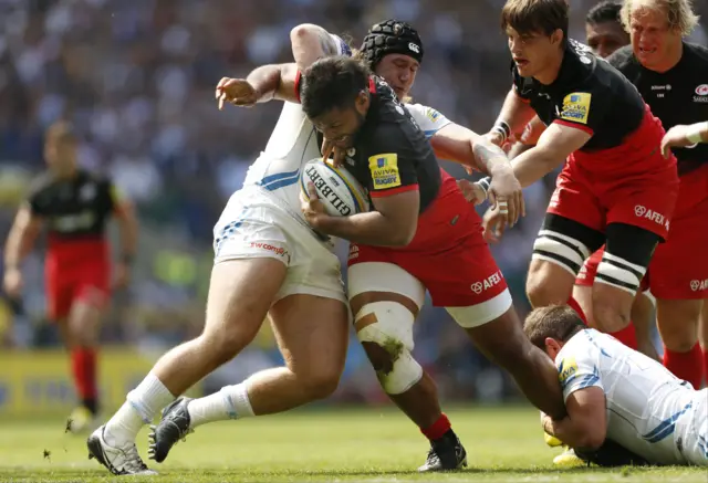 Saracens' Billy Vunipola is tackled