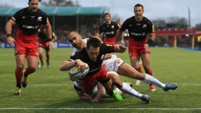 Chris Wyles scores for Saracens