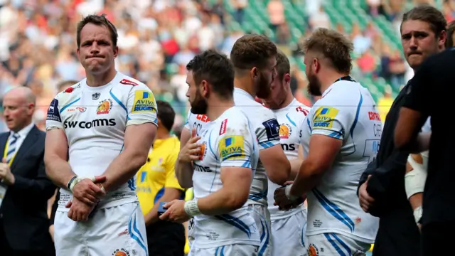 Exeter's players at full-time