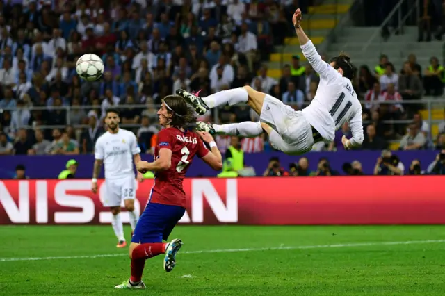 Gareth Bale attempts a bicycle kick