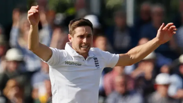 Chris Woakes celebrates