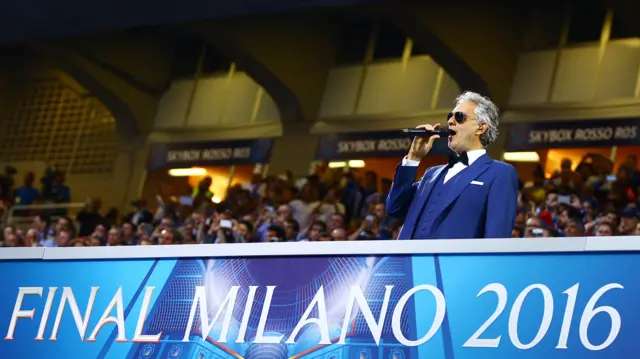 Andrea Bocelli performs