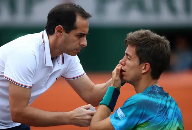 Aljaz Bedene and his doctor