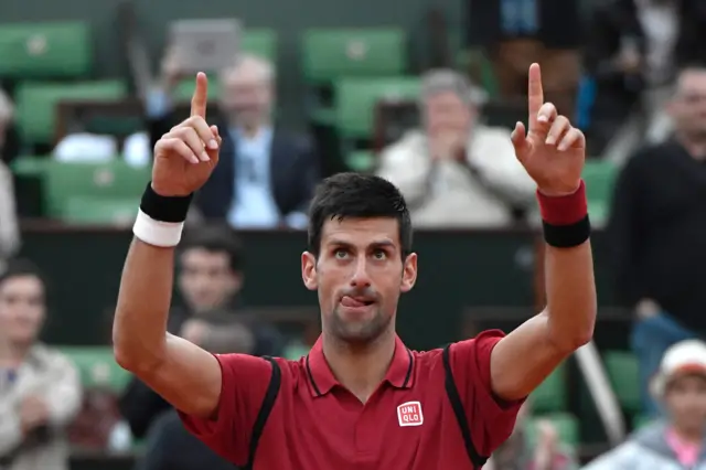 Novak Djokovic celebrates