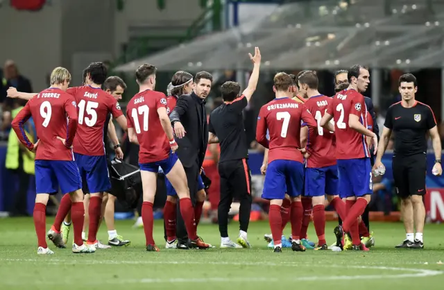 Atletico Madrid players at full-time