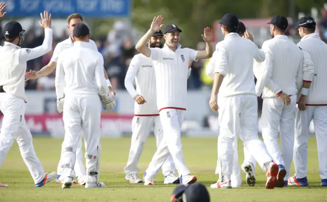 England players celebrate