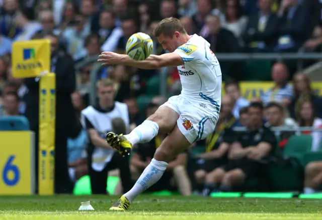 Exeter's Gareth Steenson kicks a penalty