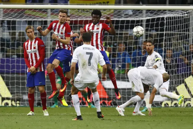 Cristiano Ronaldo takes a free-kick