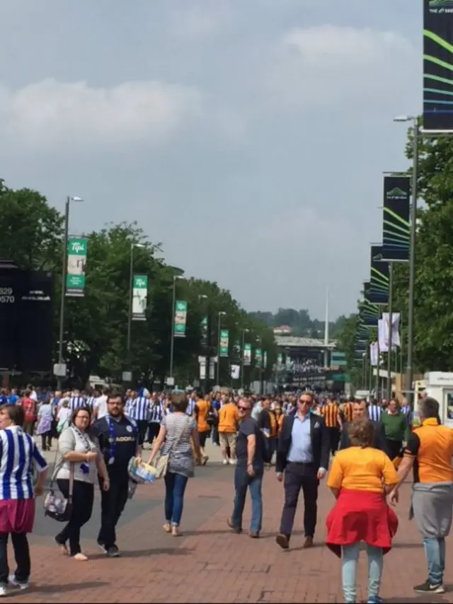 Football fans outside Wembley