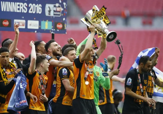 Hull City players celebrate