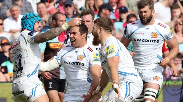 Exeter players celebrate