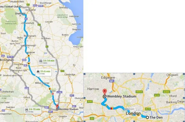 The routes to Wembley