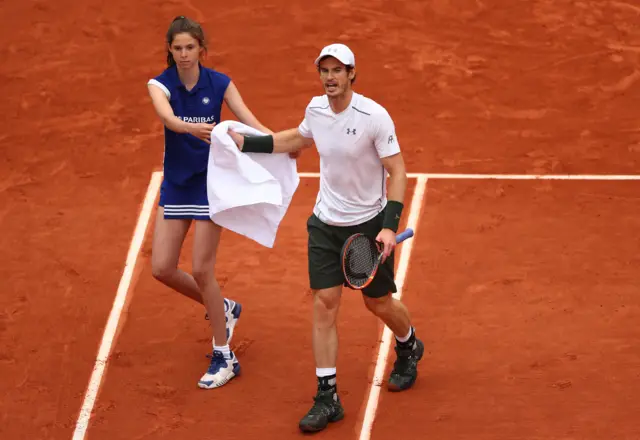 Andy Murray at a break in play