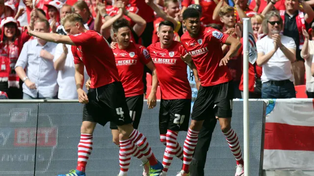 Ashley Fletcher of Barnsley celebrates