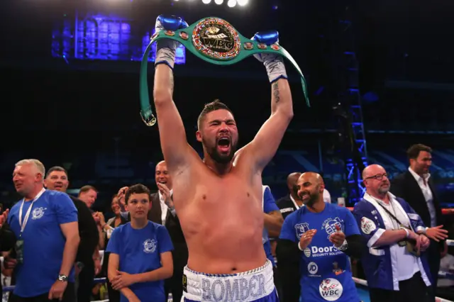 Tony Bellew celebrates