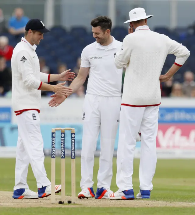 James Anderson celebrates